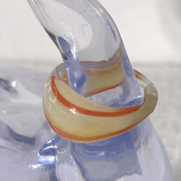 Vintage Art Glass Handmade Cream Orange Band Ring - Picture 3 of 11